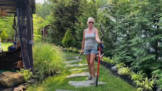 How We Install Flagstone Paths in Grass Pea Gravel and Mulch DIY Full Install Timelapse [upl. by Cherish162]