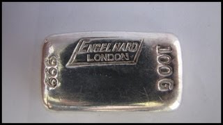 HD 100 Gram Vintage Silver Bullion Bar  Engelhard London [upl. by Eelirrem]