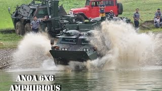 Pindads Anoa 6x6 Amphibious Shows Maneuver on Water [upl. by Biagio475]