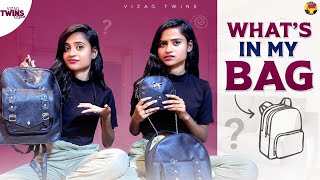 WHATS IN OUR BAG😱😩😂priyapriyanka vizagtwinsofficial twinsisters priyagokada vizag [upl. by Goodhen299]