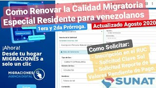 Prorroga Calidad Migratoria Especial Residente para Venezolanos 1era y 2da Actualizado Agosto 2020 [upl. by Enilesor]