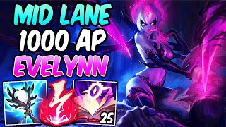 SEASON 14 EVELYNN MID LANE 1000 AP BURST  Full AP Build amp Runes  League of Legends [upl. by Atiugram]