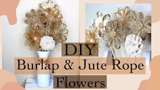 DIY Burlap Flowers DIY Jute Rope Flowers  DIY Dollar Tree Burlap amp Jute Rope Flowers [upl. by Razec]