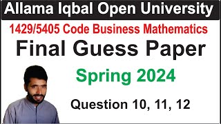 1429 Code Guess Paper Spring 2024 Solution Question 10 11 12 [upl. by Ahsinuq]