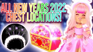 ALL 2022 NEW YEARS CHEST LOCATIONS IN ROYALE HIGH GET CUTE ITEMS FOR FREE ROBLOX Royale High Tea [upl. by Romelle]