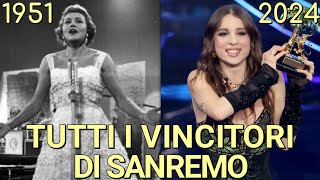 TUTTI I VINCITORI DEL FESTIVAL DI SANREMO DAL 1951 AL 2024  Angelina Mango La Noia e Mengoni 2023 [upl. by Landon854]