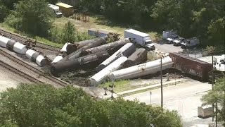 LIVE Chopper 7 over Matteson train derailment [upl. by Abehsile]