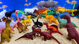 Jurassic World Allosaurus Carnotaurus Rainbow GODZILLA fossil ampDilophosaurus danny the dinosaurs [upl. by Darraj]