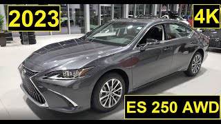 LEXUS ES 250 AWD 2023 Premium Package Cloudburst Grey Full Feature Review Inside and Out in 4K [upl. by Refinney870]