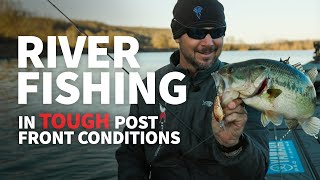 River Fishing after COLD FRONTS How to Catch Bass in Tough Conditions [upl. by Ednihek760]