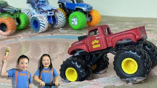 BLIPPI Monster Trucks Inspired GRAVE DIGGER Original Monster Truck in the MUD for Kids [upl. by Egamlat800]