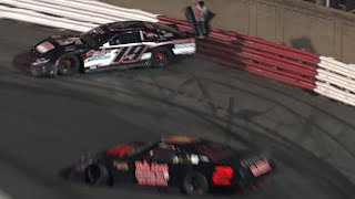 Last Lap leader crash Bowman Gray Stadium highlights June 8 2024 Amber Lynn shock win [upl. by Yobybab189]