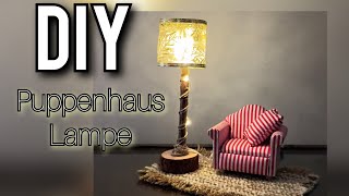 DIY Idee Puppenhaus Lampe  Stehlampe  Licht selber basteln einfach mit LED Lichterkette [upl. by Dart980]