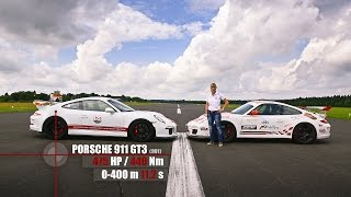 Porsche 991 GT3 vs 997 GT3 RS Sabine Schmitz  Drag Battle [upl. by Torrie590]