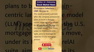 🚀 First Source Solutions Share Jumps 9  Stock Market Update Today [upl. by Retrac269]