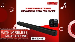 PROMAC SOUNDBAR AND WIRELESS MIC QUICK SETUP PROMAC SBK2040BT [upl. by Dustan552]