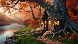 Autumn Fairy Treehouse by the River Study Piano and Flute Music with Forest Sounds [upl. by Kimmy]