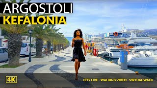 Argostoli promenade Kefalonia Greece 4K ❤️ Walking Tour  City Center [upl. by Herzen]