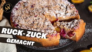 Einfacher und schneller Zwetschgenkuchen mit Streusel  saftiger Kuchen zum selber machen [upl. by Akinat]