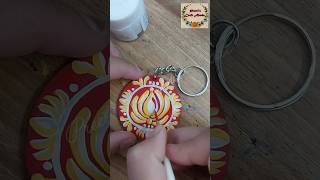 key ring painting idea fabric paint on wooden key ring art shorts [upl. by Aliled602]