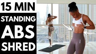 NO JUMPING STANDING ONLY ABS WORKOUT  FLAT STOMACH TOTAL CORE 🔥 [upl. by Hgielra529]