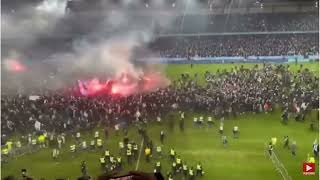 Craziest football fans ever FC Malmo fans rush into the pitch to celebrate the victory [upl. by Alim]