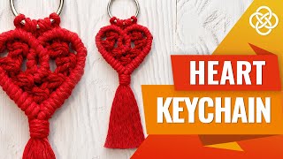 Macrame Heart Keychain Tutorial  Valentines day gift  Macrame Heart Shape Keychain [upl. by Cousin]