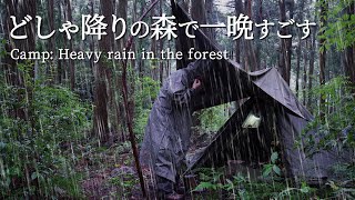 軍幕でソロキャンプ｜大雨のなか雨漏りを耐えながら夜を過ごす｜雨のリラックス効果｜ラムチョップステーキ｜野営ブッシュクラフト｜NNF [upl. by Nohsad]