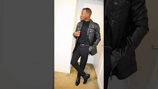 Leather jacket amp turtleneck combo  mensfashion [upl. by Cohe]