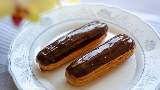 Eclairs Recipe  with Custard Cream and Chocolate Glaze [upl. by Adkins]