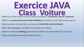 EXERCICE JAVA  Class Voiture [upl. by Crane]