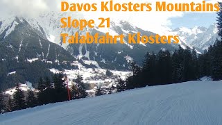 Davos Kloster Mountains  Parsenn  Slope 21  Valley Descent Klosters skiing 2024 [upl. by Vezza]