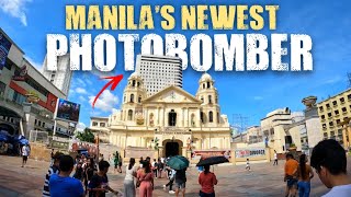 NAKU PO  QUIAPO  MANILA’S NEWEST PHOTOBOMBER ⛪️ QUIAPO CHURCH may BIG BUILDING sa LIKOD [upl. by Yelknirb]