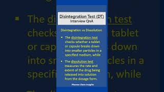 Disintegration test  DT interview preparation chemistry disintegration [upl. by Odnamra]