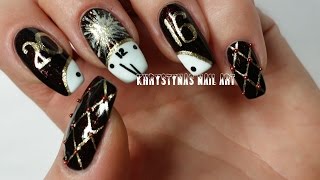 New Years Nail Art  Freehand DIY [upl. by Bill]