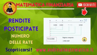 RENDITA POSTICIPATA  Calcolo NUMERO DI RATE  Matematica finanziaria [upl. by Dranyam930]