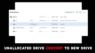 how to create new drive in windows laptop  unallocated disk Convert to New Drive  Disk partition [upl. by Alvie]