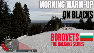 4K Skiing Borovets Morning Warmup on Blacks Cherveno Zname amp Martinovi B Bulgaria GoPro Hero11 [upl. by Melar]