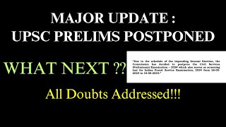 UPSC PRELIMS 2024 POSTPONED  UnderStand the Logical Way Ahead  All Doubts Resolved with Satyam [upl. by Spalding]