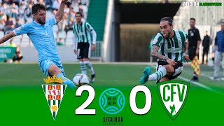 CÓRDOBA CF 20 CF VILLANOVENSE  HIMNO A CAPELLA RESUMEN Y GOLES DE LA JORNADA 29 [upl. by Dorran]