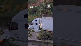 Mudslide Traps Trucks on I5 in Washington [upl. by Ettenim]