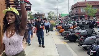 Ronda Rousey in pigtails at Sturgis Bike Week 2022  Live On Main Street  Day 2 356  359 [upl. by Ihtraa]