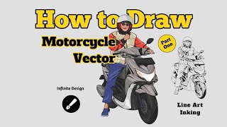 How to Draw Motorcycle Vector  Part One  Line Art and Inking  Android with Infinite Design [upl. by Innavoeg]