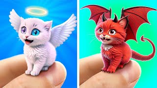 GATO ANJO vs GATO DIABO 😇😈 Gadgets Secretos para Super Gatinhos do Céu vs Inferno [upl. by Wenona174]