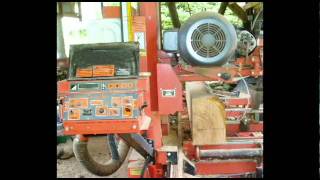 Sawmilling  Quartersawing a cherry log on the Woodmizer sawmill at Timbergreen Farm  HD [upl. by Arikahs]