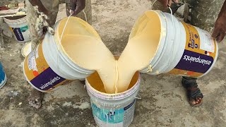 How to water mixing with Damp proof paintAsian paintscolour code7906 colour nameEager yellow [upl. by Onailil]