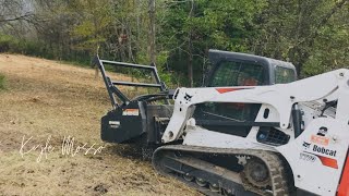 Bobcat T770 with Forestry Mulching Clearing THICK Brush [upl. by Akfir811]