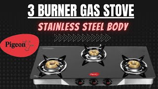 Pigeon Gas Stove 3 Burner Unboxing  Stainless Steel Stove  Gas Stoves Online  Kitchen Cookware [upl. by Norton230]