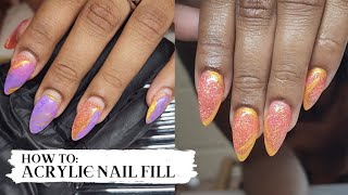 HOW TO ACRYLIC NAIL FILL  Acrylic Nail Maintenance [upl. by Llerreg726]