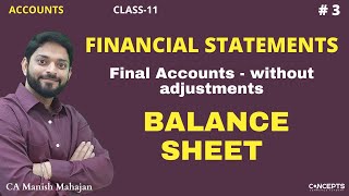 Financial Statements  How to prepare Balance Sheet  Class 11 Final Accounts  Balance Sheet [upl. by Brannon662]